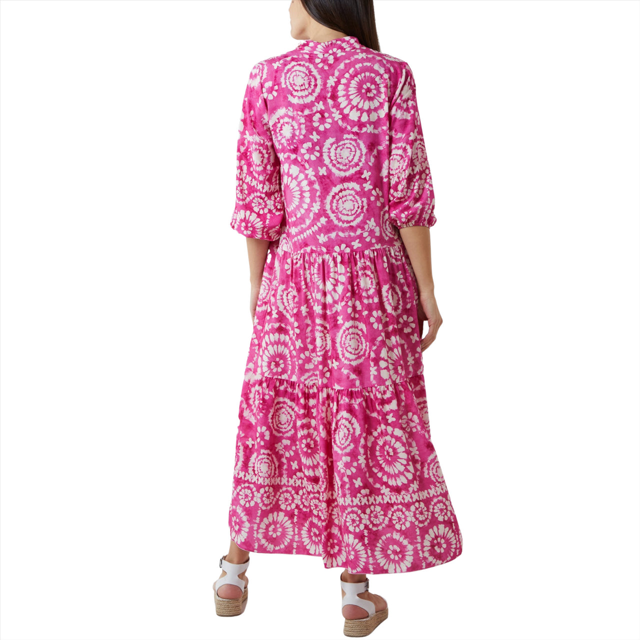 Batik Print Maxi Shirt Dress | Fuchsia | One Size