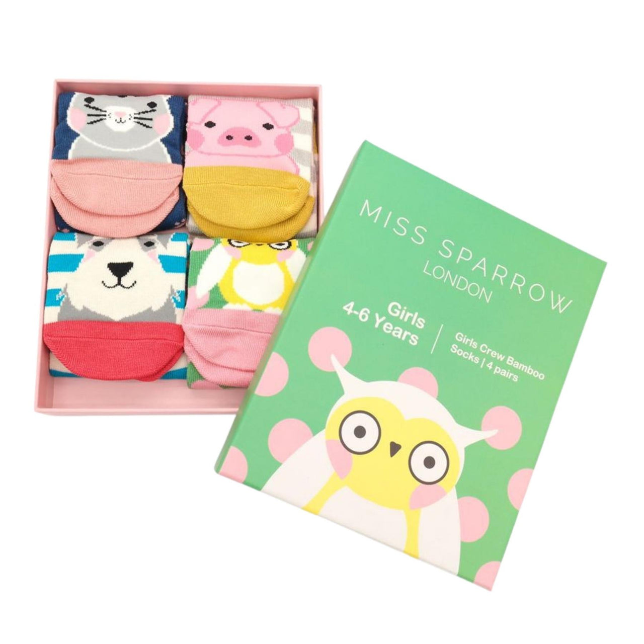 Miss Sparrow Girls Animal Socks Gift Box | 4-6 Years