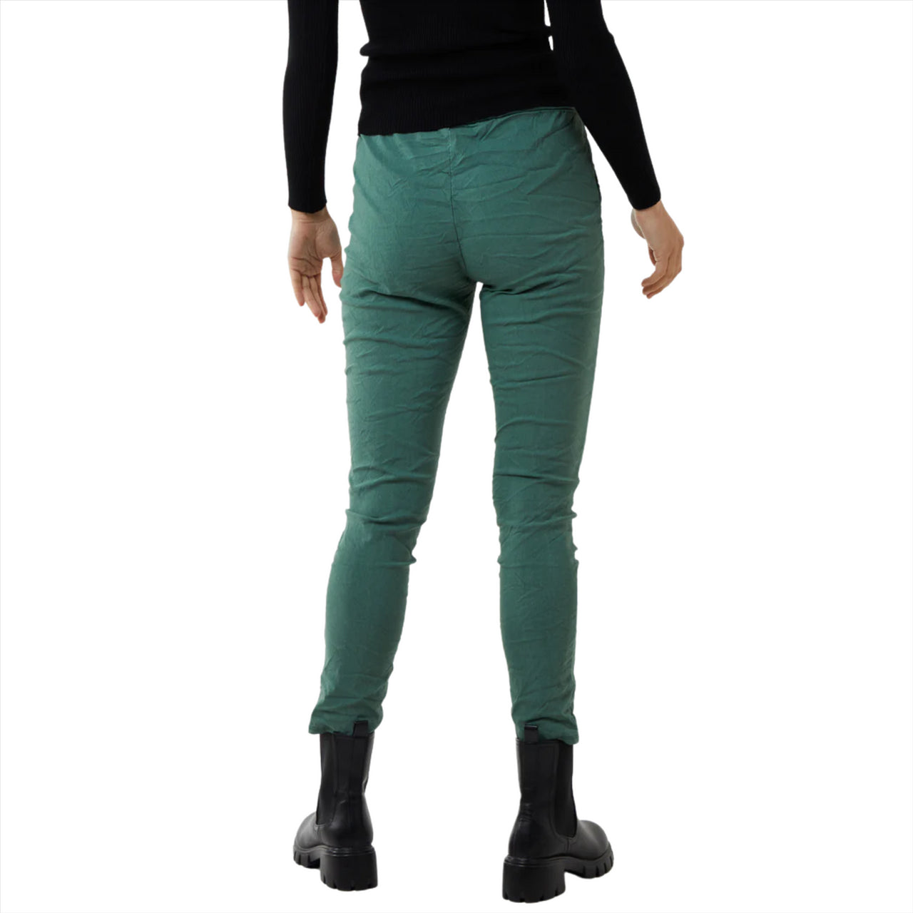 Magic Pants Super Stretch Plain Crushed Trousers | Bottle Green | One Size