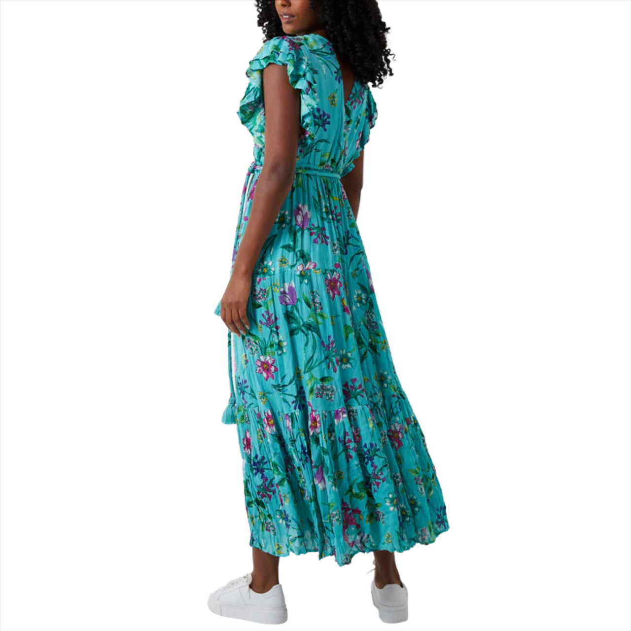 Double V Crossover Top Floral Maxi Dress | Green