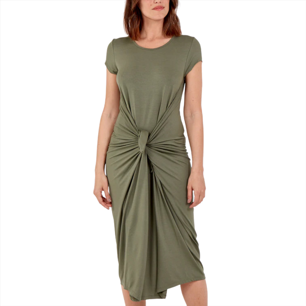 Plain Cap Sleeve Parachute Dress | Khaki | One Size