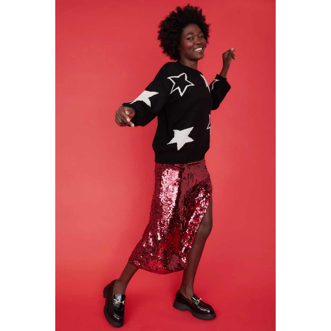 Jayley Star Design Cashmere Blend Jumper | Black