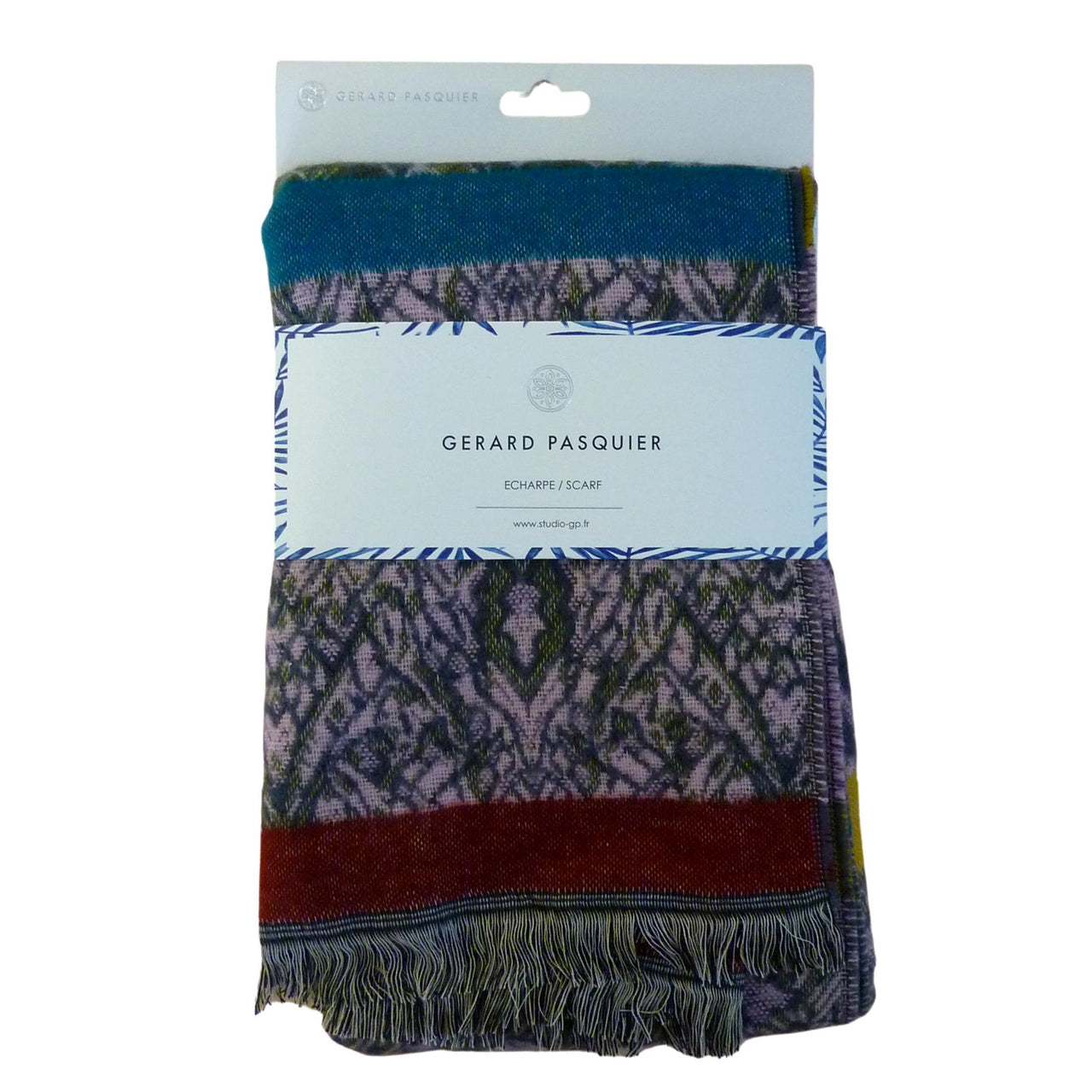 Animal Print Wool Mix Frayed Edge Scarf | Pink Mix