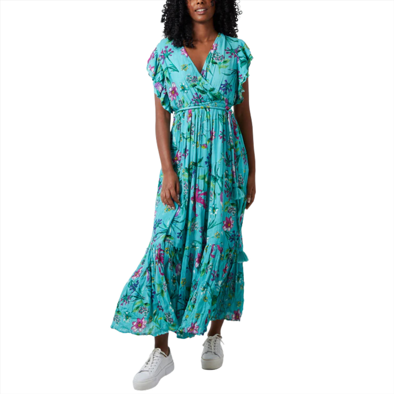 Double V Crossover Top Floral Maxi Dress | Green