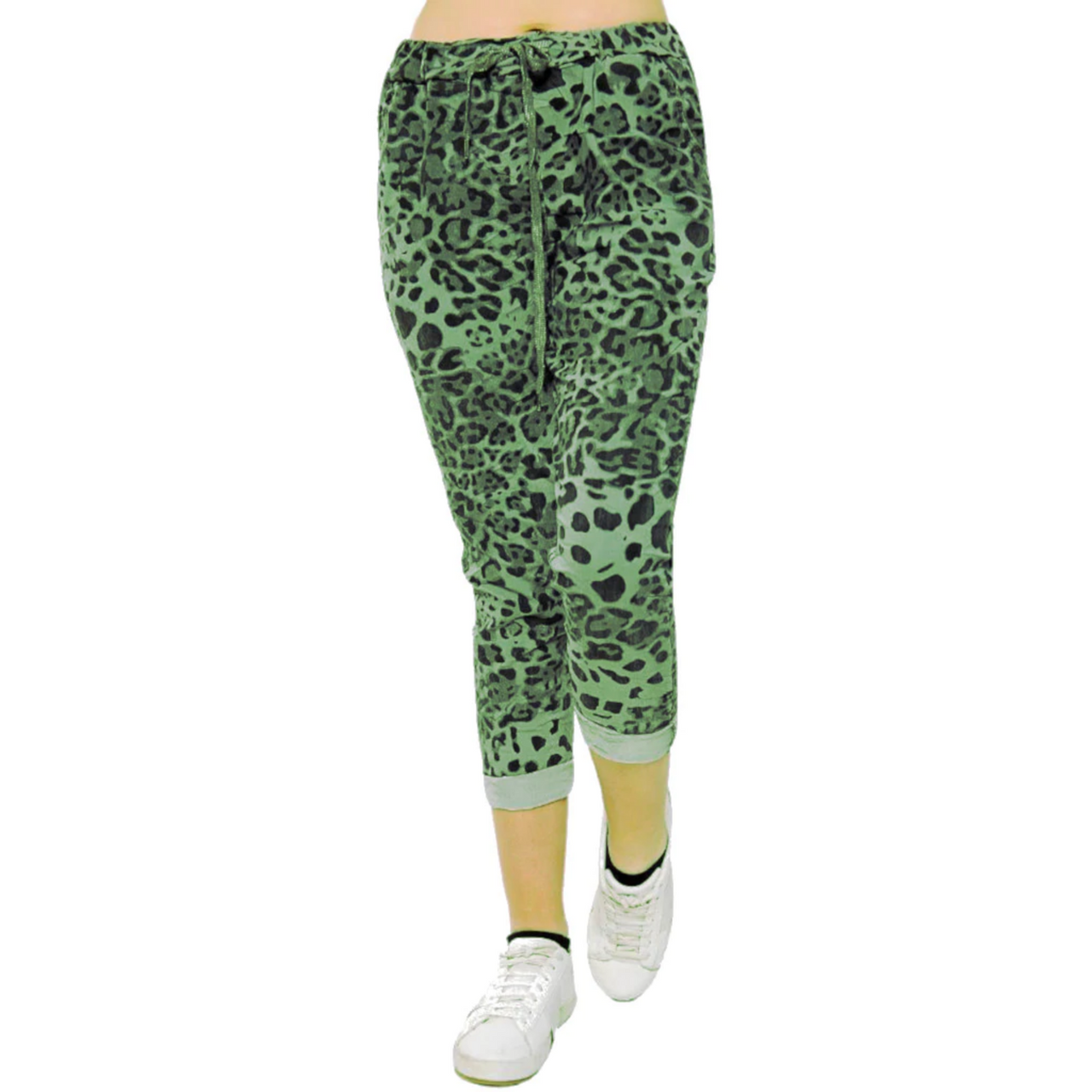 Leopard Magic Pants Stretchy Trousers | Khaki | Plus