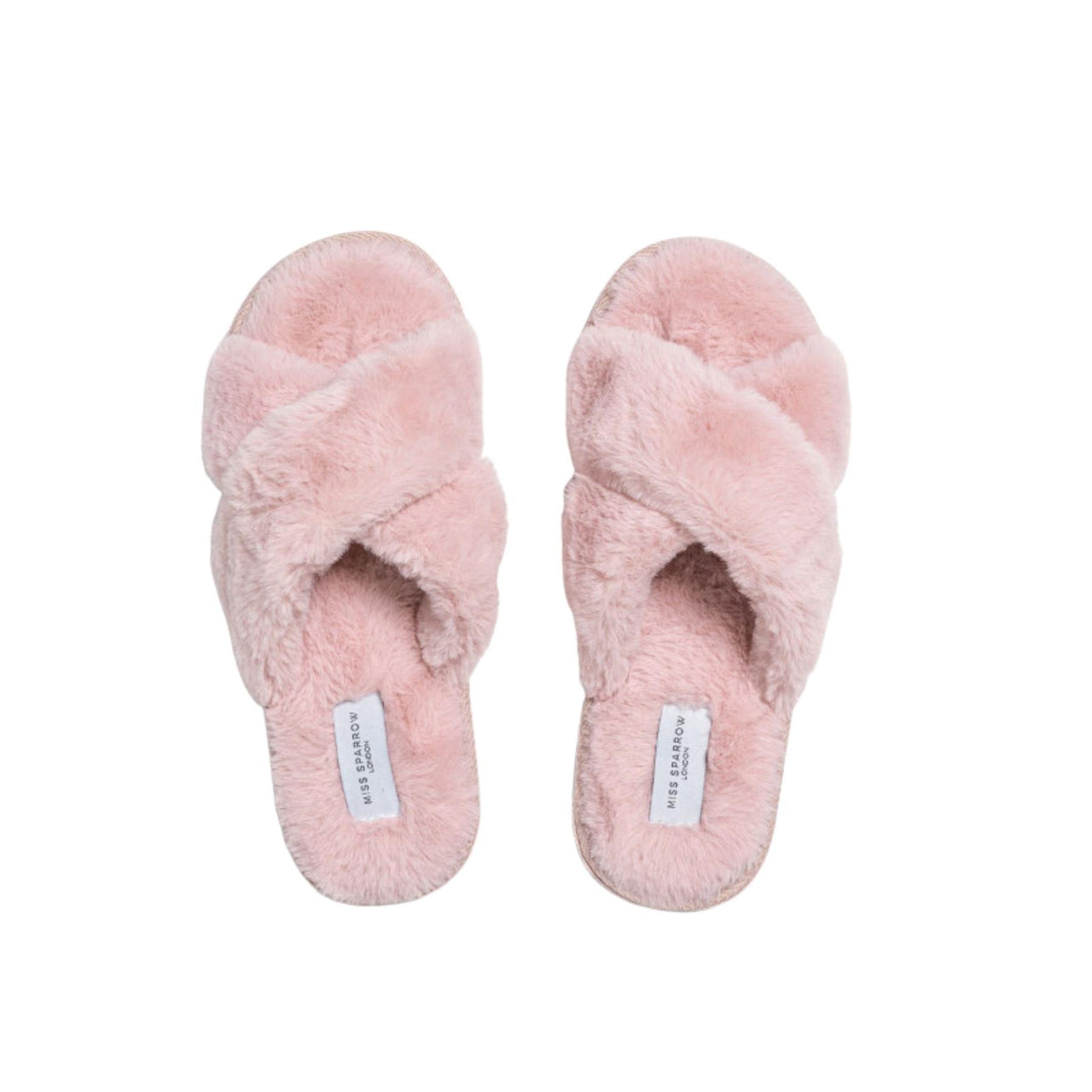 Miss Sparrow Faux Fur Cross Over Slippers