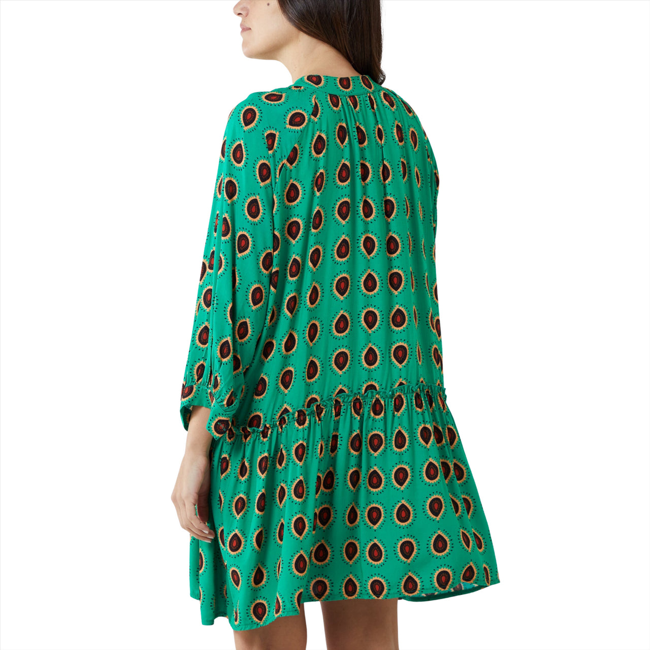 Abstract Paisley Print Smock Dress | Apple Green | One Size