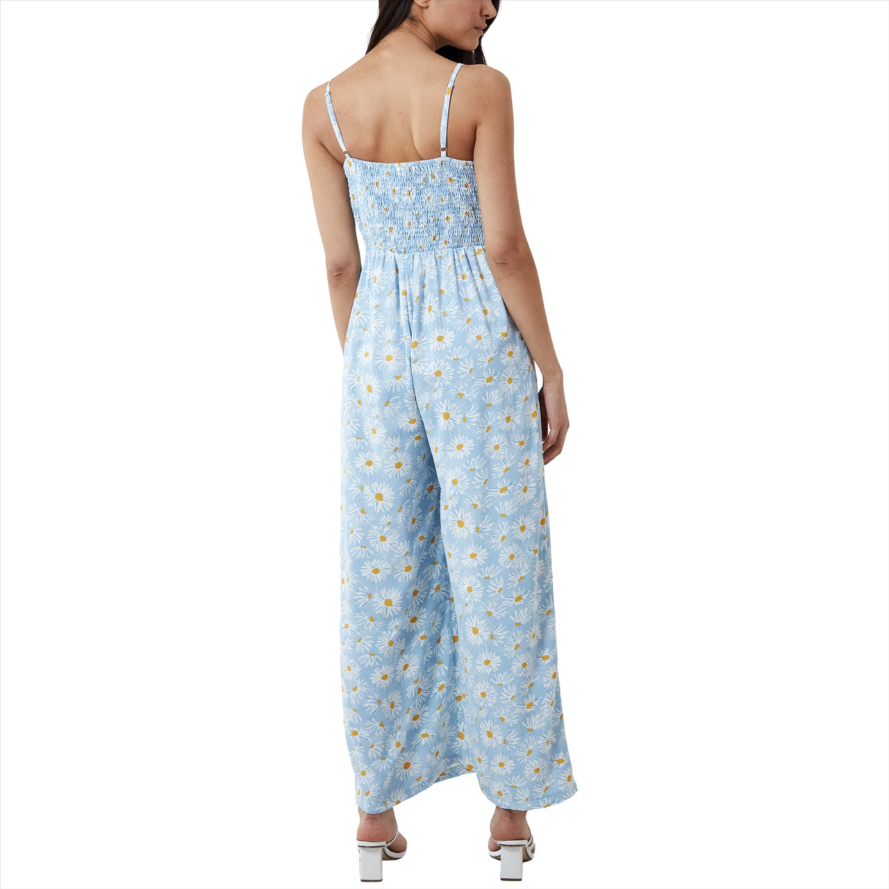 Daisy Print Tie Front Jumpsuit | Cornflower Blue