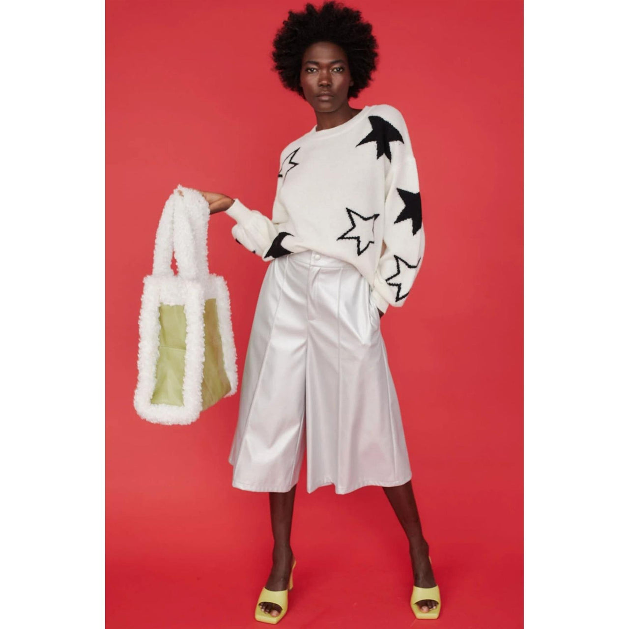 Jayley Star Design Cashmere Blend Jumper | White