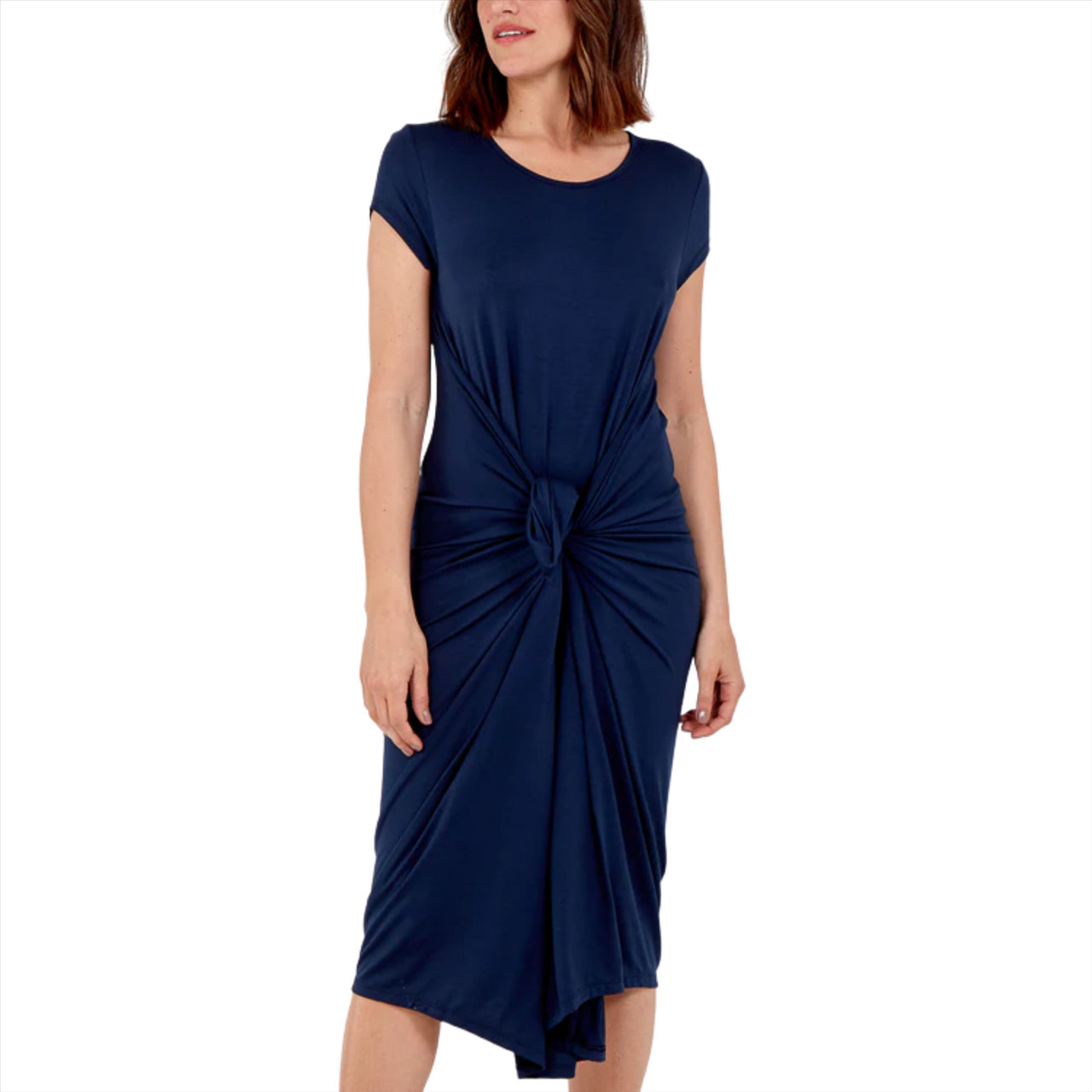 Plain Cap Sleeve Parachute Dress | Navy | One Size