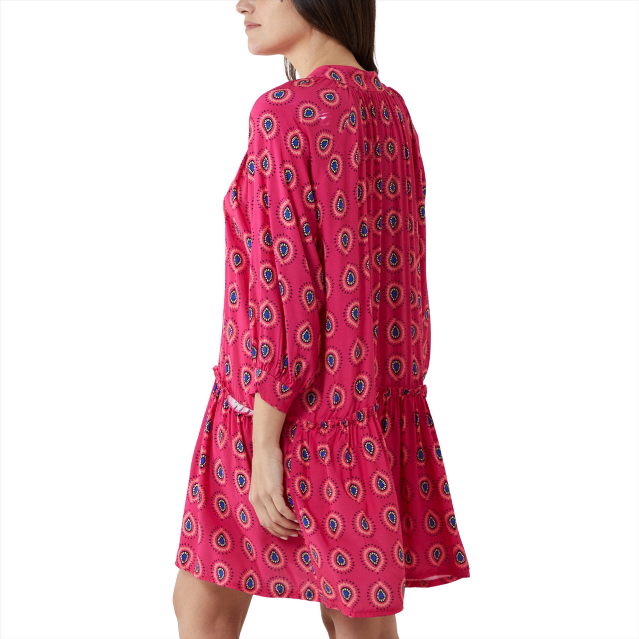 Abstract Paisley Print Smock Dress | Fuchsia | One Size
