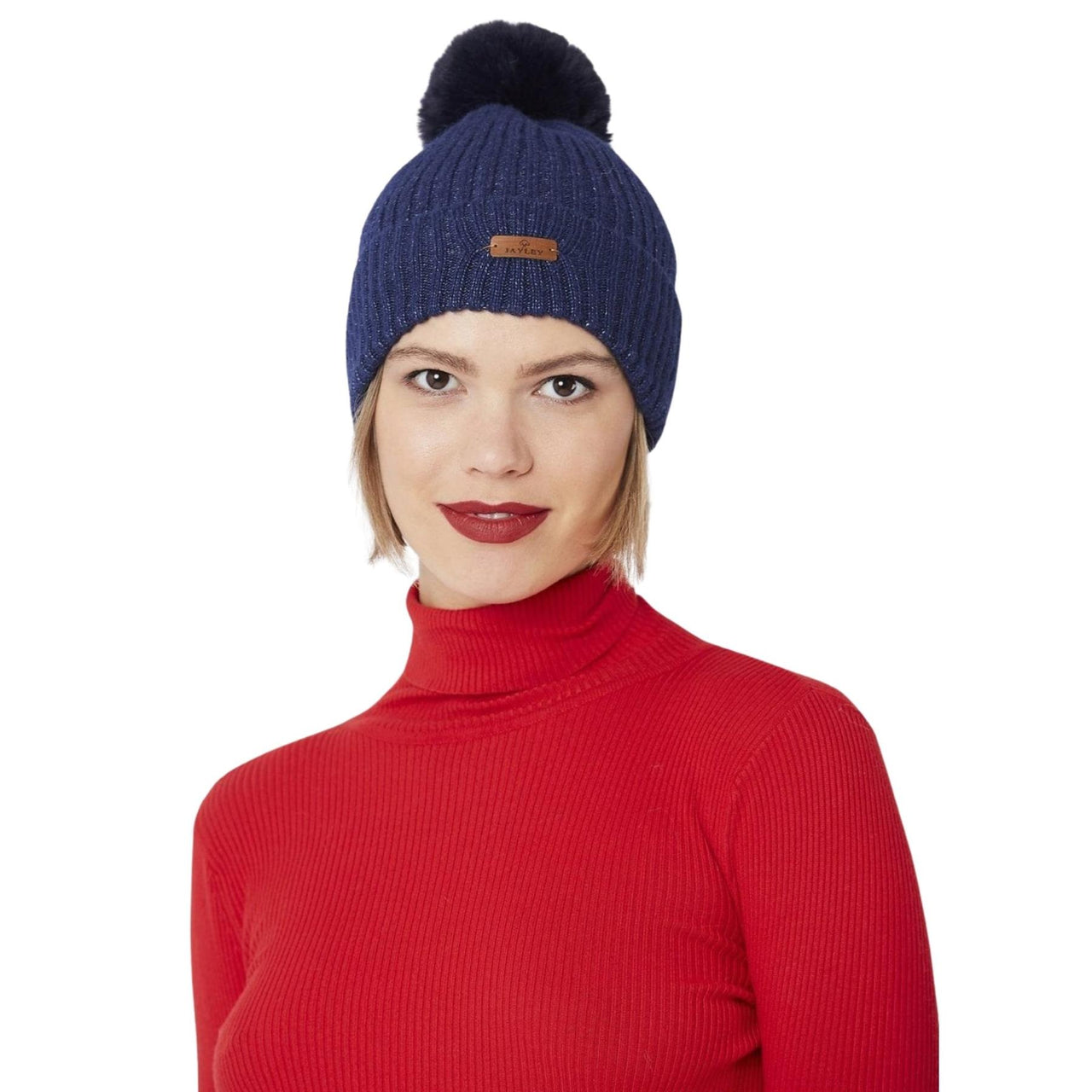 Jayley Wool Mix Bobble Hat | Navy