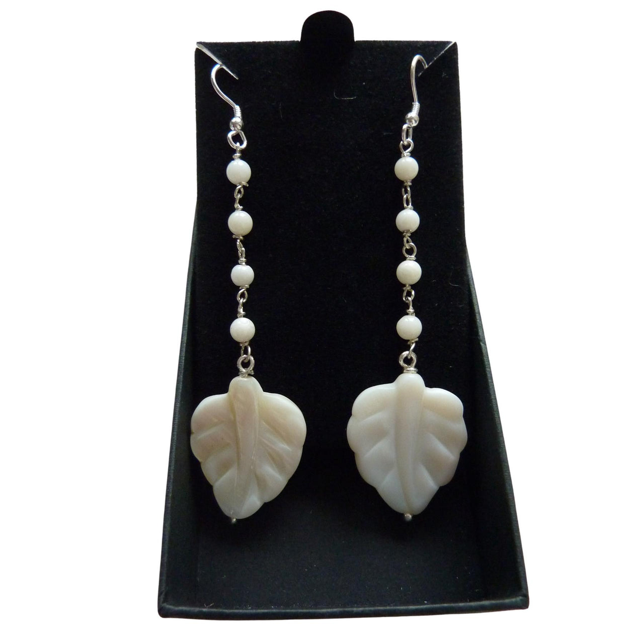 Point 925 Shell Leaf and Bead Drop Earrings | Sterling Silver
